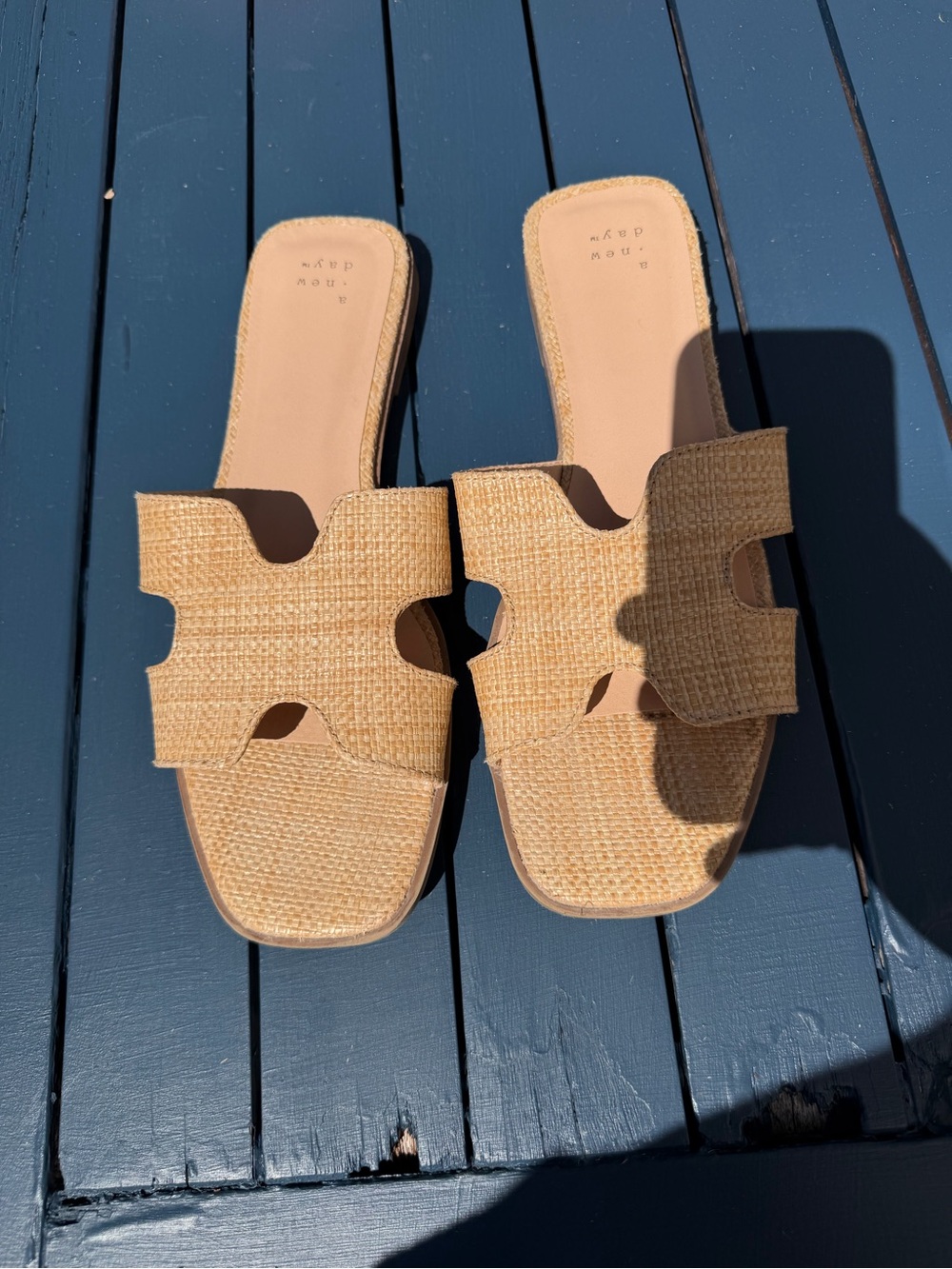 a new day Tan Woven Cutout Slide Sandals